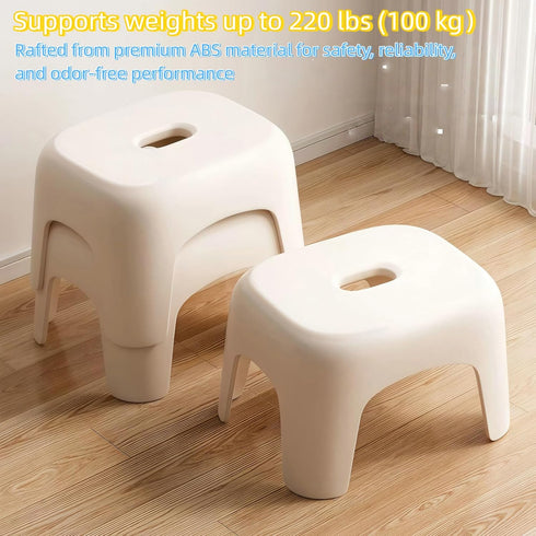 Rabihike 12.2x9.25x7.68 Inch, Plastic Step Stool, Heavy-Duty ABS Bathroom Shower Stool, Non-Slip Bath Seat with Rubber