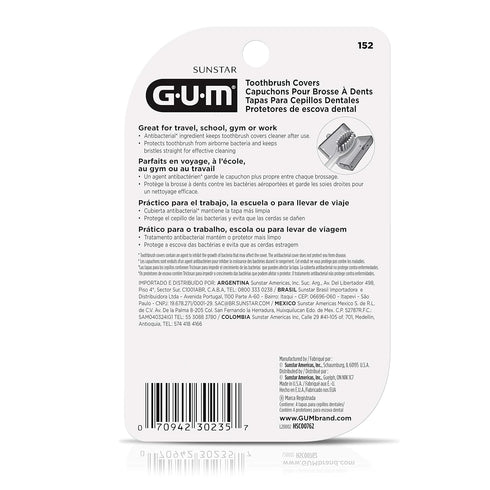GUM-152RF Toothbrush Covers for Travel, Home, or Camping, 4 Covers