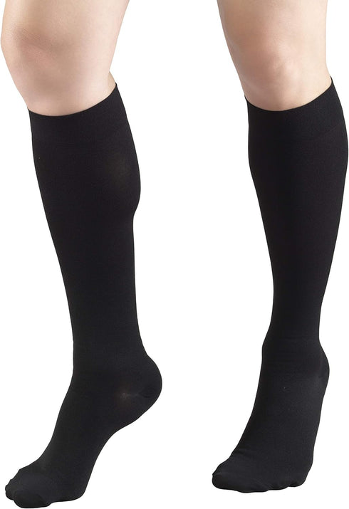 Truform HMNA 9808 Compression Stockings, Regular 15-20 mmHg Below Knee BK, Closed Toe, Black, Medium (Size B)