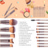 HEYMKGO 15PCS Champagne Gold Professional Makeup Brush Set with Bag, Foundation, Blending, Powder, Blush, Concealer,