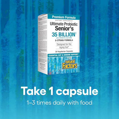 Natural Factors Ultimate Probiotic for Seniors, 30 Capsules, 8 Strains, 35 Billion CFU, Digestive & Immune Support