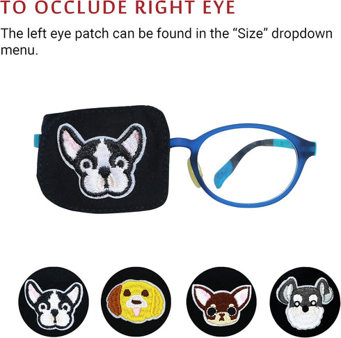 Cotton & Silk Eye Patch for Kids Glasses, Right Eye, Bulldog