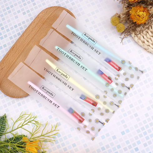 Disposable Toothbrush Bulk, Delicate Toothbrush in 4 Colors, Individually Packaged, 120 Pieces for Hotel, Home, Travel