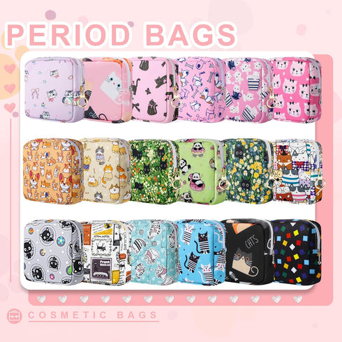 Likesing Period Bag Pouch, Canvas Sanitary Napkin Storage Bag for Girls Womens, Portable Sanitary Napkin Period Pad