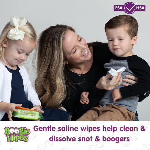 Saline Nose Wipes by Boogie for Baby & Kids, Face, Hand & Body, 45 Count (Pack of 1)