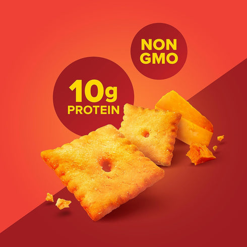 Cheddar Cheesy Crackers, High Protein Snack, 10G Protein, 1.06 Oz (Pack of 12)
