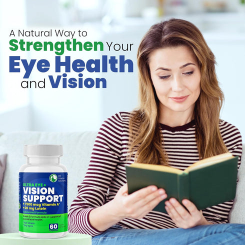 Vision Support Eye Vitamins for Macular Health, 60 Ct, Eye Care Supplements with Lutein, Zinc, Vitamin A & Bilberry