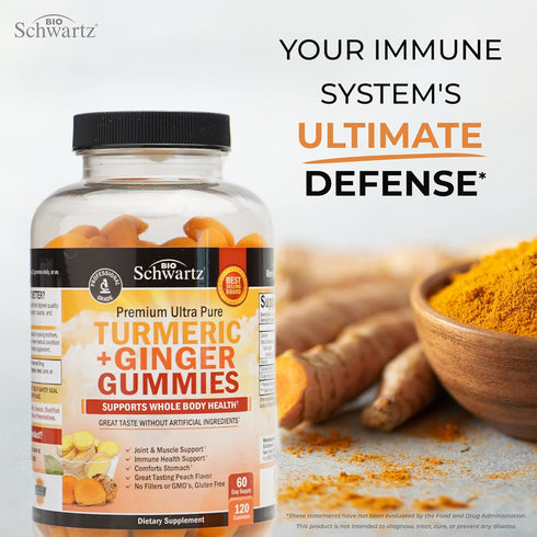Turmeric Curcumin with Ginger Gummies, 120 Count, Natural Joint Support Supplement