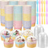 Jingmore 120 Set 8oz Ice Cream Paper Cups with Lids and Spoons, Disposable