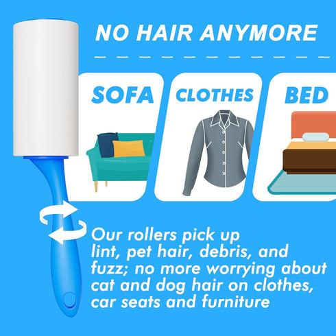 Extra Sticky Lint Roller Mega Value Set, 400 Sheets for Pet Hair Removal from Clothes, Furniture, Carpet