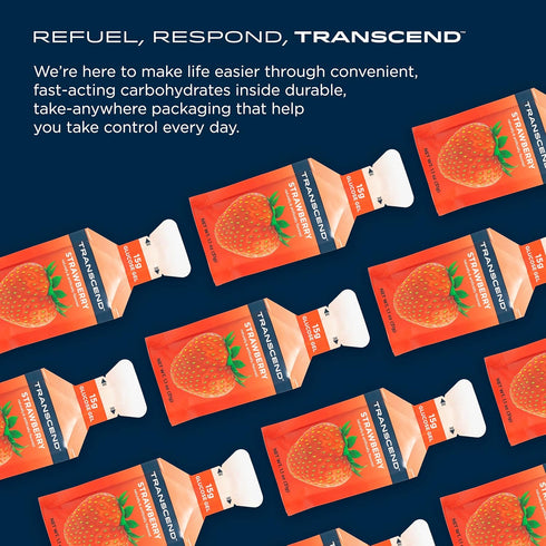 Transcend Foods Strawberry Gel | Fast-Acting Carb Gel, Pack of 10