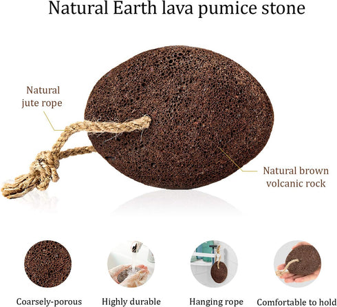 Pumice Stone for Feet Set - Natural Lava Foot Stone Callus Removing Kit for Dry Cracked Feet, Body, Hands