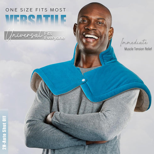 Neck and Shoulders Heating Pad, Weighted Pain Relief Pad, 6 Heat Settings, Auto-Off, Gifts for Men, Women, Dad, Mom