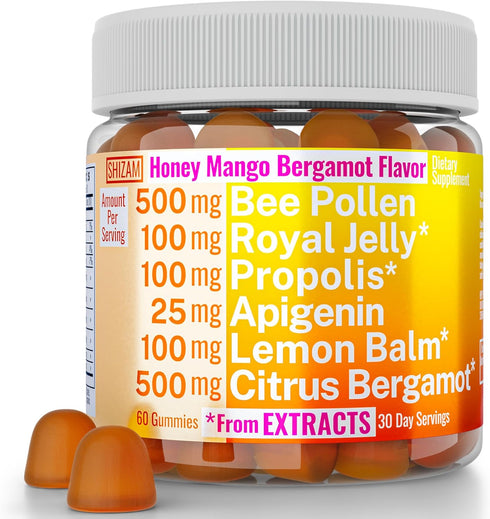 Bee Pollen Apigenin Citrus Bergamot Gummies w Organic Propolis Royal Jelly Honey