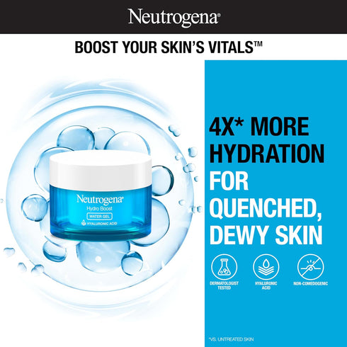 Neutrogena Hydro Boost Face Moisturizer with Hyaluronic Acid, Oil-Free Water Gel Lotion for Dry Skin, 1.7 oz
