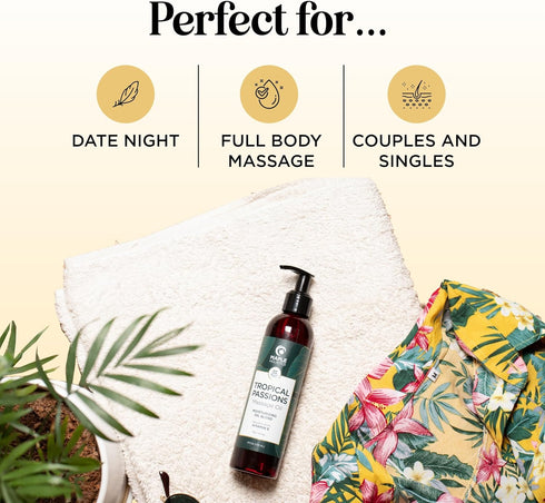 Tropical Sensual Massage Oil for Couples - Complete Relaxation Full Body Massage Oil for Date Night with Smooth Gliding
