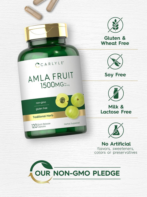 Carlyle Amla Capsules, 1500mg | 120 Count | Non-GMO Gluten Free Amalaki Fruit Supplement