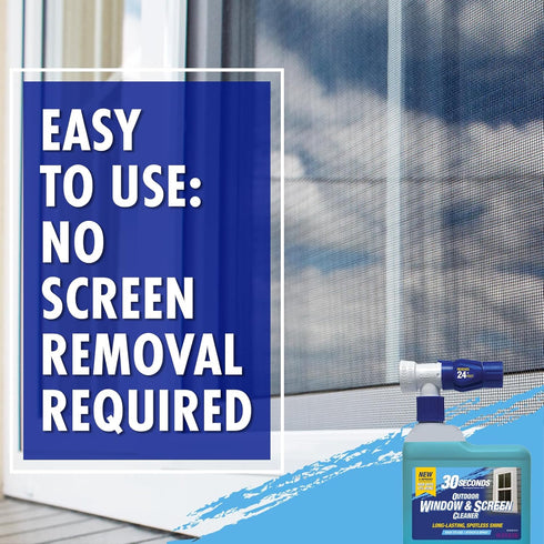 30 SECONDS Concentrated Outdoor Window & Screen Cleaner for Glass, Patio Doors, Furniture - No Screen Removal, Spray &