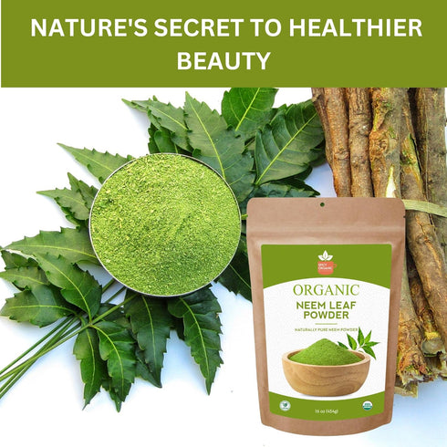 Neem Powder, 4 oz - Certified USDA Organic, Non-GMO, Fresh Dried Neem Leaves for Healthy Hair and Skin