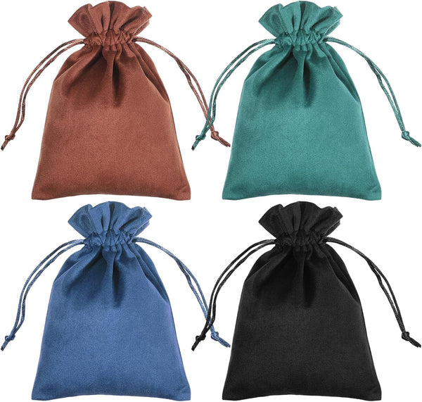 InnoHHustle 4 Pcs Dice Bag Soft Velvet Gift Bags 7.08 x 5.11inch Drawstring