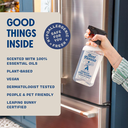 Pack 3 Aunt Fannie's Stainless Steel Spray Cleaner, Powered by Vinegar, Fingerprint and Residue Remover