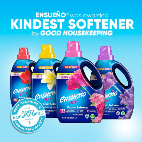Ensueño Max Liquid Fabric Softener, Spring Fresh Scent, 125 oz, Long-Lasting Freshener and Wrinkle Eliminating
