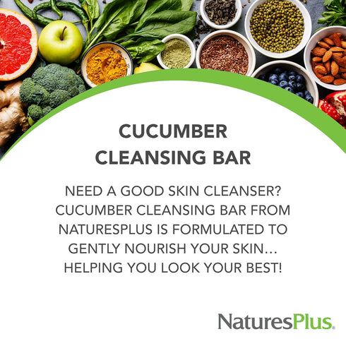 Natures Plus Cucumber Moisturizing Cleansing Bar - 3.5 Ounce - Gentle Cleansing, Vegan, Emollient Rich