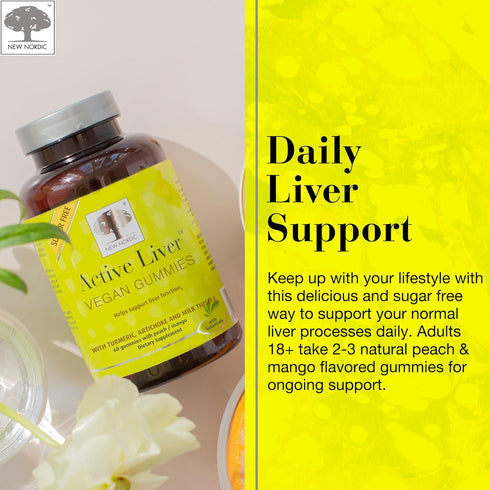 NEW NORDIC Active Liver Gummies | Milk Thistle, Artichoke & Turmeric | Sugar Free, Gluten Free & Vegan | 60 Count