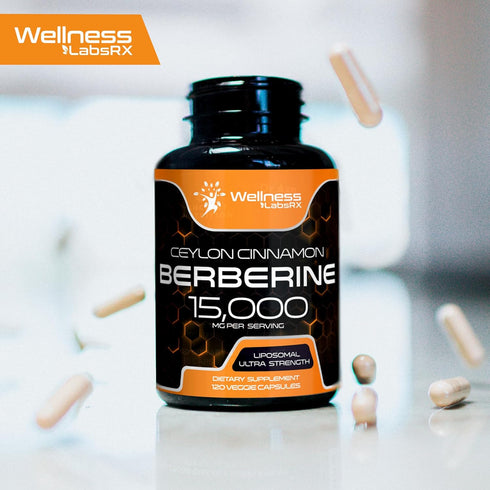 Berberine Supplement 15,000mg - Organic with Ceylon Cinnamon, 120 Capsules for Weight Loss & Metabolism