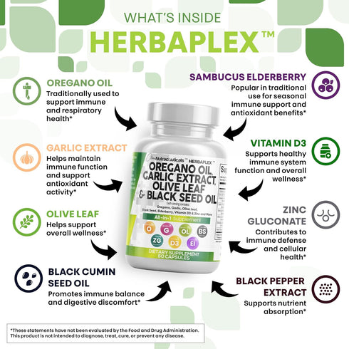 Immune D3 2Pack Clean Nutraceuticals Oregano Oil Garlic Extract Olive Leaf Black Seed Oil - Support & Digestive Health