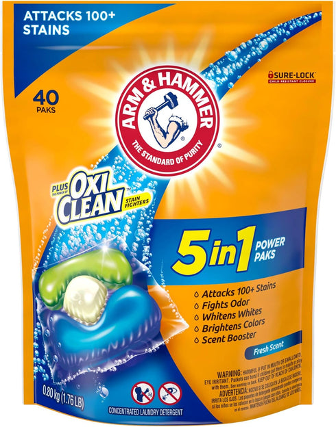 HAMMER 5-in-1 40 Count (Packaging ARM & plus OxiClean Power Paks, may vary)
