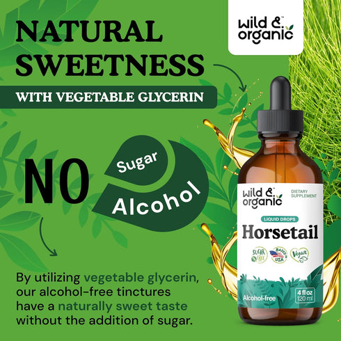 Horsetail Horsetail 4 oz Wild & Organic Herb Tincture - Hair Skin and Nails Support - Liquid Supplement - Vegan, Sugar