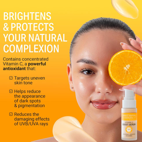 Vitamin C Face Serum - Enhanced Vit C Skin Formula with Hyaluronic Acid, Ferulic Acid & Vitamin E for Brightening, Anti-Aging & Anti Wrinkle - Made in California, USA