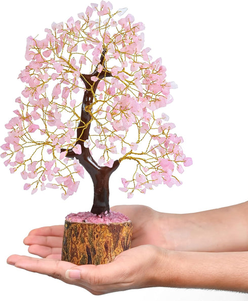 Rose Quartz Crystal Tree of Life Decor, Pink Home Decor Healing Crystals Birthday Gifts for Women, Mom, Sister,