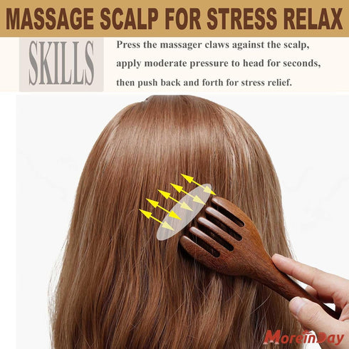 Wooden Scalp Massager, Foot Massage Tool, Massage Comb for Gua Sha - Sandalwood