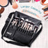 MSQ 23 Pockets Professional Makeup Brush Bag, Adjustable PU Leather Organizer with Artist Belt Strap