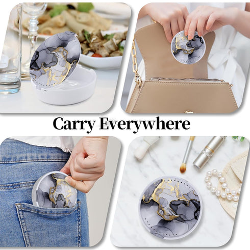 Retainer Case, Cute Mouth Guard Case with Mirror and Ventilation, Orthodontic Aligner Case (Gray Marble)