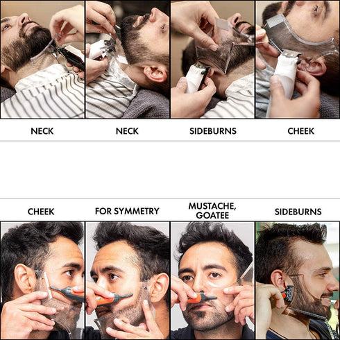 Men's Beard Shaping Tool with Inbuilt Comb for Goatee Mustache Sideburns, Transparent Template (Clear)