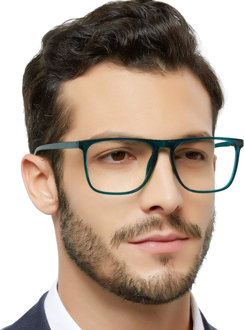 MARE AZZURO Men's Square Reading Glasses 0 1.0 1.25 1.5 1.75 2.0 2.25 2.5 2.75 3.0 3.5 4.0 5.0 6.0 (Blue 175)