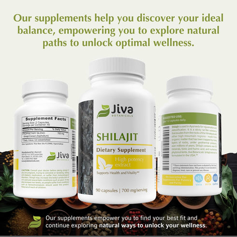 Jiva Botanicals Shilajit Capsules 700 mg – Shilajit Extract with Fulvic Acid – Supplement for Men & Women – 90 Vegan
