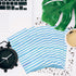 KTHONIOMANTE 200PCS 2 Pack, 4.5x8 Inch Blue & White Stripe Guest Napkins, Ply Disposable Paper Striped Dinner Hand