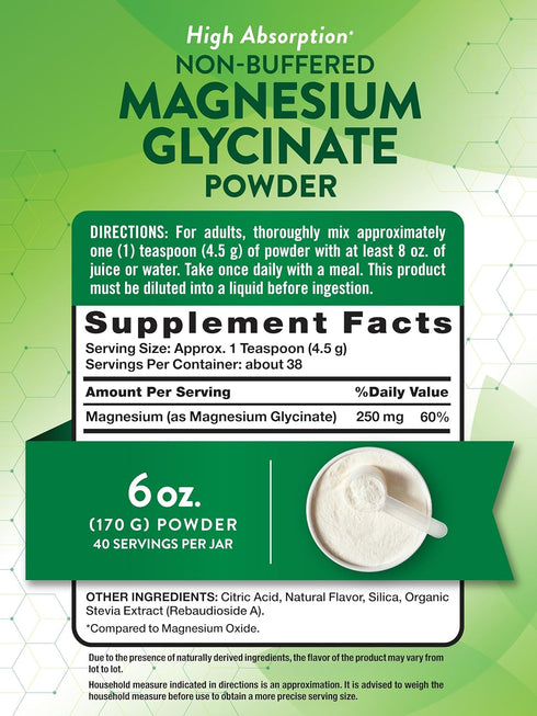 Nature's Truth Magnesium Glycinate Powder | 6 oz | Lemon Flavor | High Absorption | Vegan, Non-GMO, Gluten Free Supplement