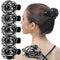 RC ROCHE ORNAMENT 6 Pcs Women's Stylish Rose Dome Comb Clamp, Medium Black Hair Clip