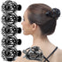 RC ROCHE ORNAMENT 6 Pcs Women's Stylish Rose Dome Comb Clamp, Medium Black Hair Clip