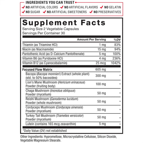 Force Factor Forebrain Focus Brain Booster - 60 Capsules, Nootropic Brain Support Supplement for Clarity & Concentration