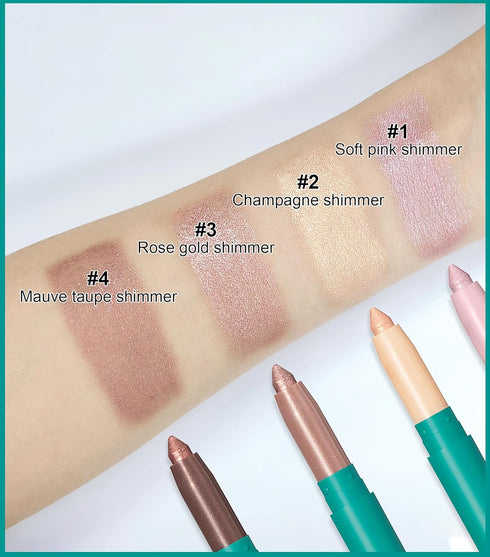 Erinde 4 Colors Eyeshadow Stick, Shimmer Creamy Eye Shadow Makeup, Long Lasting Waterproof Glitter Highlighter Pencil