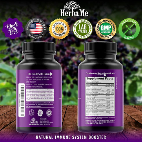 Advanced Immune System Booster 15 in 1 with Elderberry, Quercetin, Zinc, Vitamin D, 90 Capsules, Support Natural Wellness, Immunity Boost Supplement with Selenium and Vitamin C Antioxidants