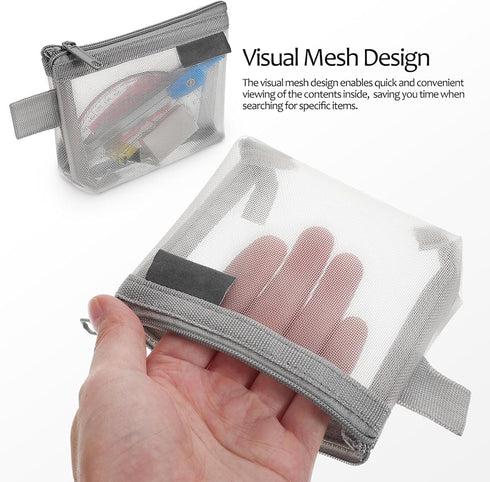 Healifty 3pcs Mesh Coins Purse, Mini Makeup Bag Organizer, Portable Storage Bags for Cosmetics