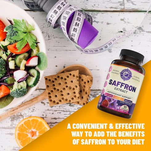 Natural Saffron Mood Supplements for Adults, 88.50 mg Pure Saffron Extract for Mood and Memory Support, 45-Day Supply