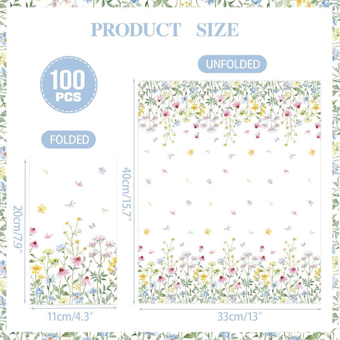 SMUAENSS 100 3-Ply Pcs Floral Paper Napkins Guest Towels disposable Bathroom Napkins - Pastel Floral Cocktail Napkins